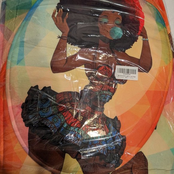 Brand New in Package African/ Black Woman Bathroom Set- Shower Curtain & Rugs - Picture 4 of 6